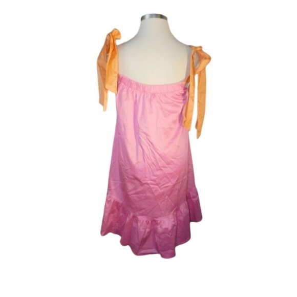 Antonio Melani Size 6 Pink Orange Tie strap Ruffle Dress NWT $169 - Picture 4 of 4